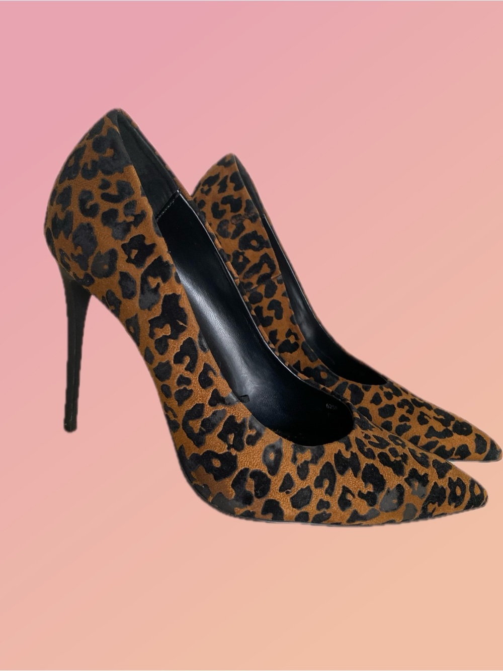 Zara Basics Suede Leopard Print Pointed Stiletto Pumps - Brown/Black